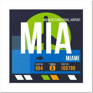 Miami (MIA) Airport // Retro Sunset Baggage Tag Posters and Art